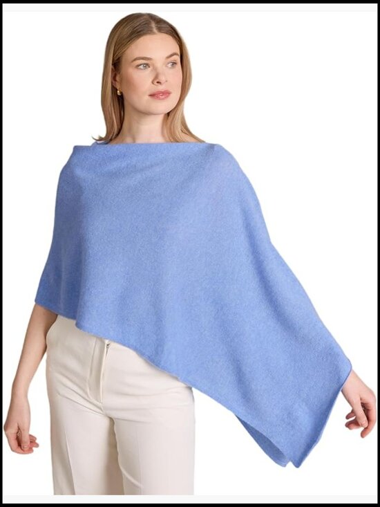 Accessories - Luxe Cashmere Poncho Topper Lightweight Soft Cozy Versatile Elegant Chic